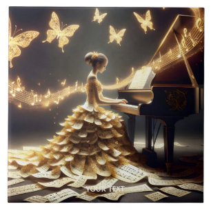 Fantasy Cute Girl Playing Piano Tile