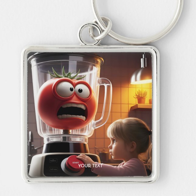 Fantasy Cute Girl Tomato Blender Key Ring (Front)