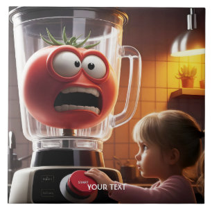 Fantasy Cute Girl Tomato Blender Tile
