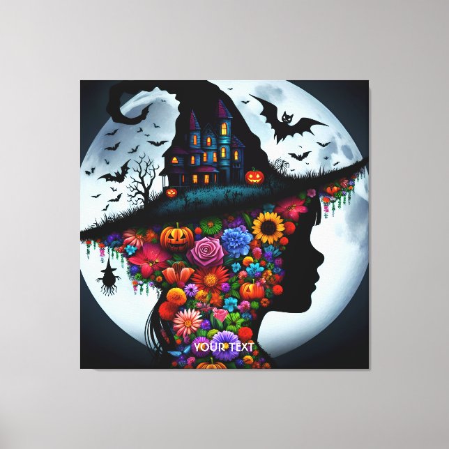Fantasy Cute Girl Witch Halloween Canvas Print (Front)