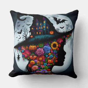 Fantasy Cute Girl Witch Halloween Cushion