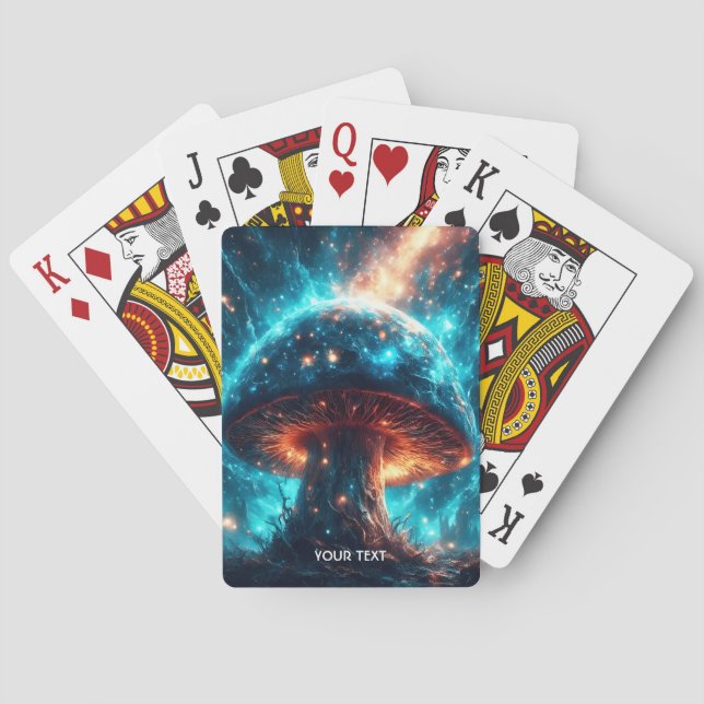 Fantasy Cute Glass Blue Mushroom Playing Cards (Back)