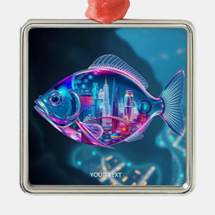Fantasy Cute Glass Fish City Metal Tree Decoration
