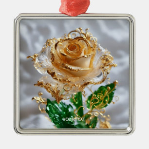 Fantasy Cute Glass White Rose Metal Tree Decoration