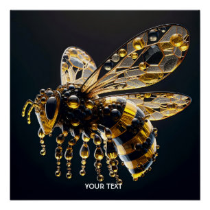 Fantasy Cute Glass Yellow Black Bee Poster