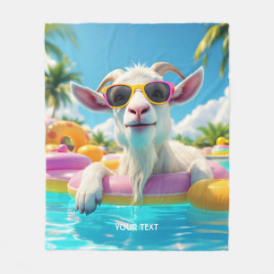 Fantasy Cute Goat Float Glasses Fleece Blanket
