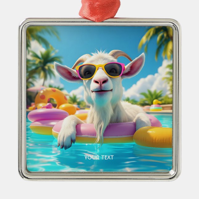 Fantasy Cute Goat Float Glasses Metal Tree Decoration (Front)
