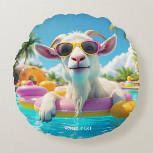 Fantasy Cute Goat Float Glasses Round Cushion