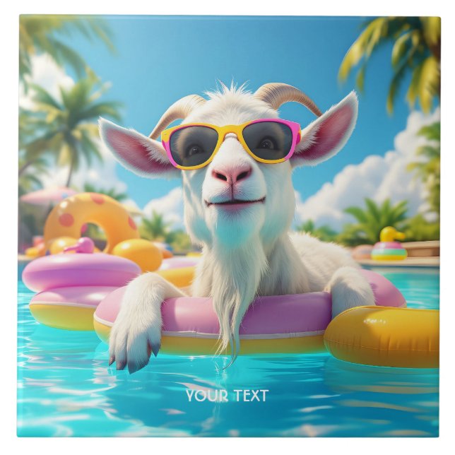 Fantasy Cute Goat Float Glasses Tile (Front)