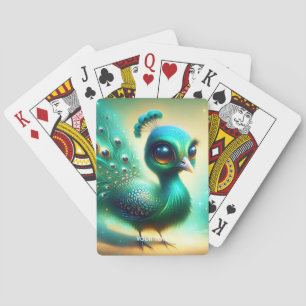 Fantasy Cute Green Baby Peacock Playing Cards
