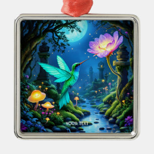 Fantasy Cute Green Bird Flower Metal Tree Decoration