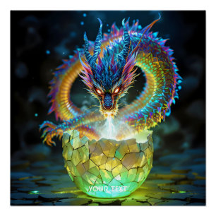 Fantasy Cute Green Dragon Egg Poster