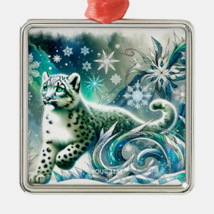 Fantasy Cute Green Eyes Leopard Metal Tree Decoration