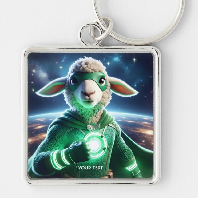 Fantasy Cute Green Super Lamb  Key Ring (Front)