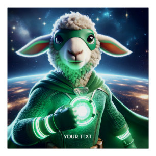 Fantasy Cute Green Super Lamb Poster
