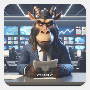 Fantasy Cute Grumpy Old Gnu Square Sticker