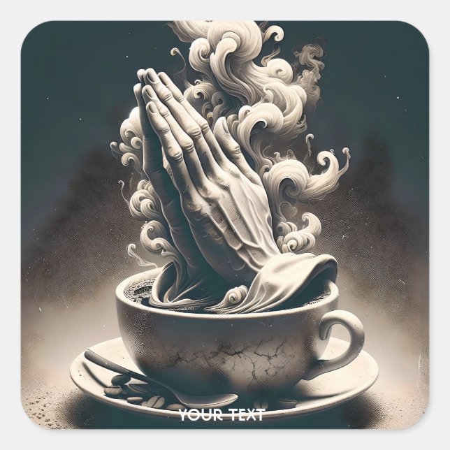 Fantasy Cute Hands Coffee Cup Square Sticker (Front)