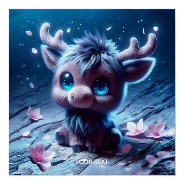 Fantasy Cute Happy Baby Moose Poster (Front)