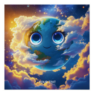 Fantasy Cute Happy Earth Space  Poster