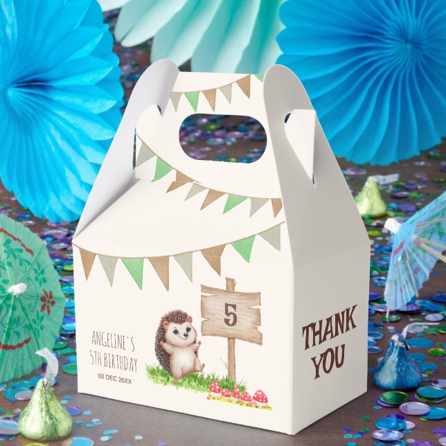 Fantasy Cute Happy Hedgehog Forest Birthday  Favour Box (Party)