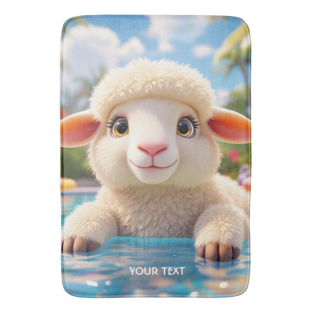 Fantasy Cute Happy Sheep Pool Bath Mat (Front Vertical)