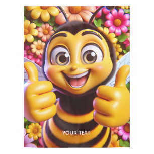 Fantasy Cute Happy Smiling Bee Tablecloth