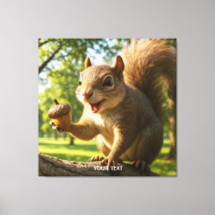 Fantasy Cute Happy Squirrel Forest Canvas Print