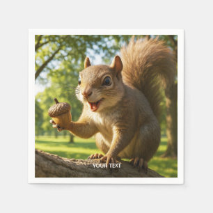 Fantasy Cute Happy Squirrel Forest Napkin