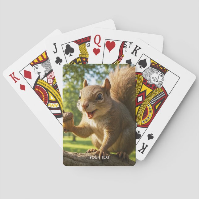 Fantasy Cute Happy Squirrel Forest Playing Cards (Back)