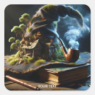 Fantasy Cute Hat Book Table Square Sticker