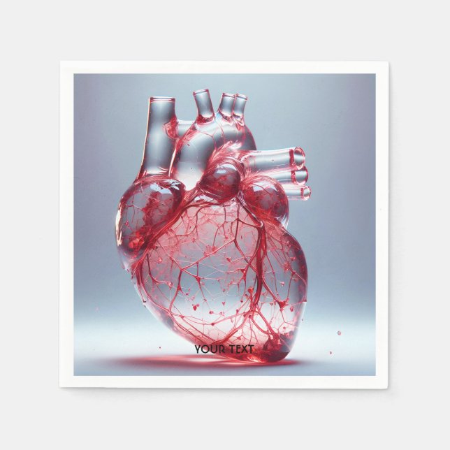 Fantasy Cute Heart Red Glass Napkin (Front)