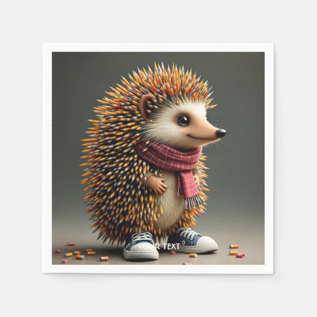 Fantasy Cute Hedgehog Sharp Needles Napkin (Front)