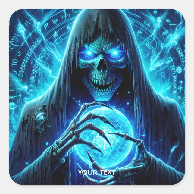 Fantasy Cute Hood Blue Eyes Square Sticker (Front)