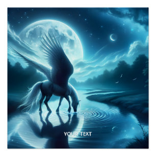 Fantasy Cute  Horse Wings Moon Poster