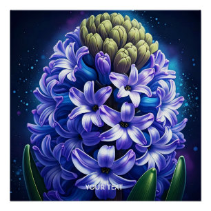 Fantasy Cute Hyacinth Blue Gouache Poster