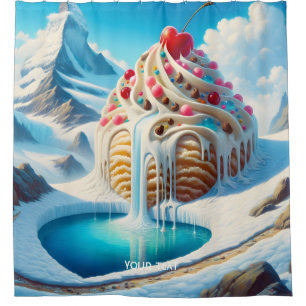 Fantasy Cute Ice Cream Mountain Shower Curtain