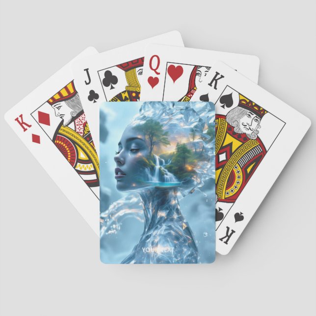 Fantasy Cute Ice Girl Forest Playing Cards (Back)