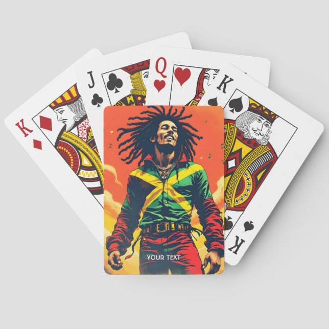 Fantasy Cute Jamaica Flag Sun Playing Cards (Back)