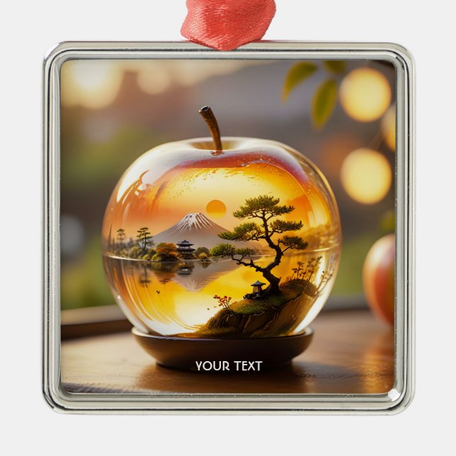 Fantasy Cute Japanese Apple View Metal Tree Decoration (Front)