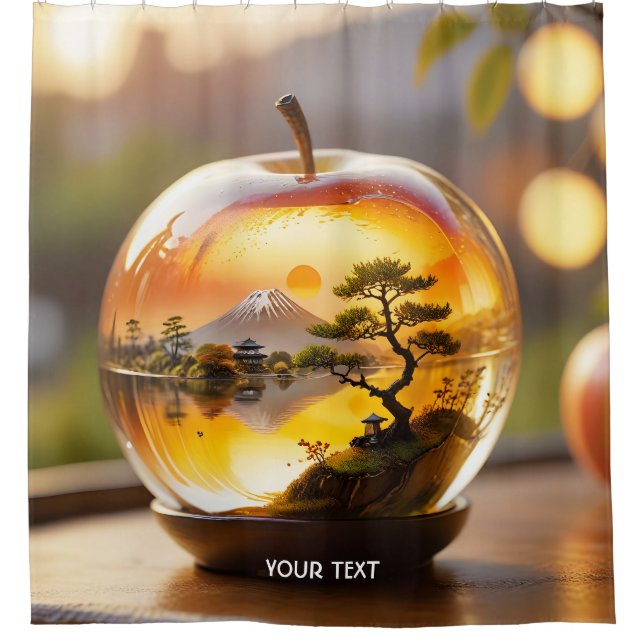 Fantasy Cute Japanese Apple View Shower Curtain (Front)