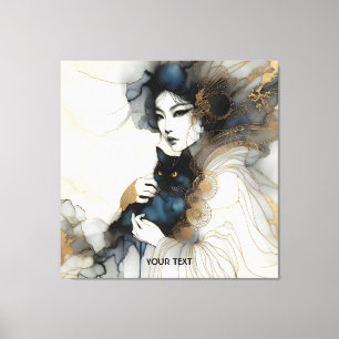 Fantasy Cute Japanese Girl Cat Canvas Print