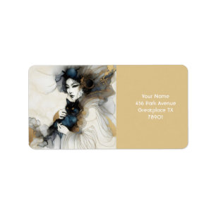 Fantasy Cute Japanese Girl Cat Label
