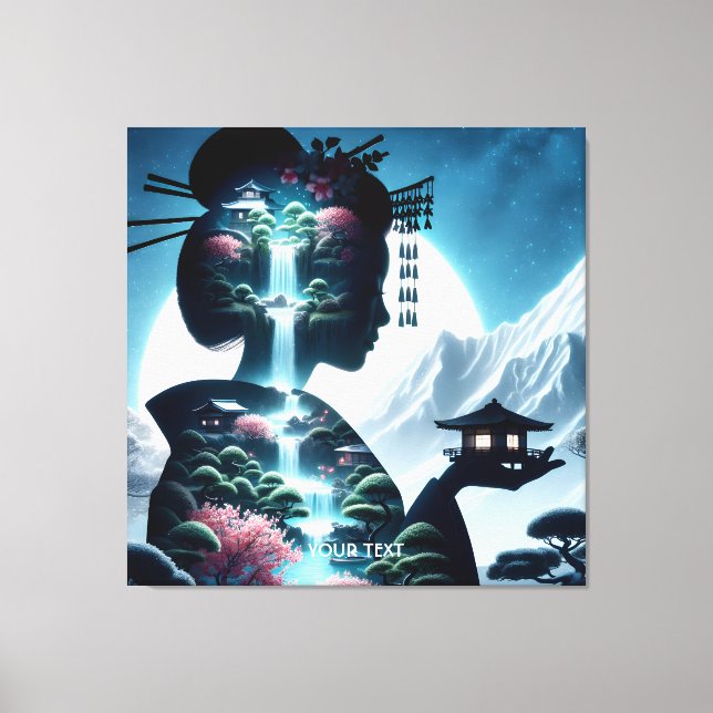 Fantasy Cute  Japanese Girl Landscape Canvas Print (Front)