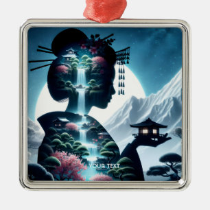 Fantasy Cute  Japanese Girl Landscape Metal Tree Decoration