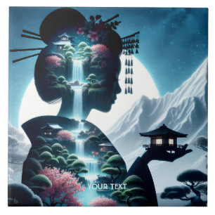 Fantasy Cute Japanese Girl Landscape Tile