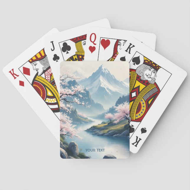 Fantasy Cute Japanese Spring Landscape Playing Cards (Back)