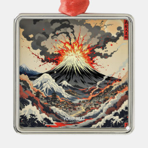 Fantasy Cute Japanese Volcano Erupting Metal Tree Decoration
