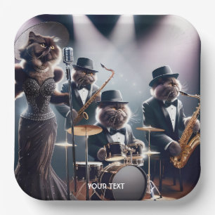 Fantasy Cute Jazz Band Cats Paper Plate