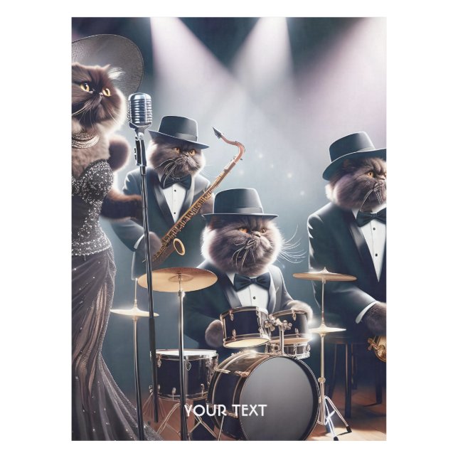 Fantasy Cute  Jazz Band Cats Tablecloth (Front)