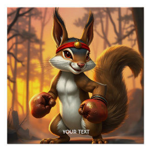 Fantasy Cute Kickboxer Squirrel Forest Poster